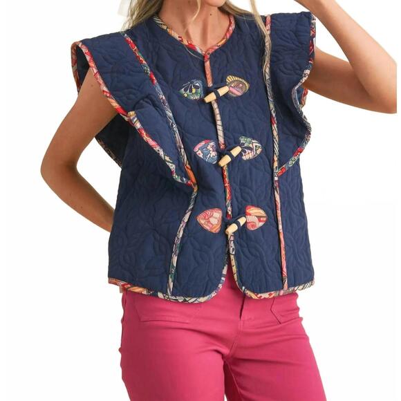 &MERCI Jackets & Blazers - NEW &MERCI quilted toggle detailed vest in navy